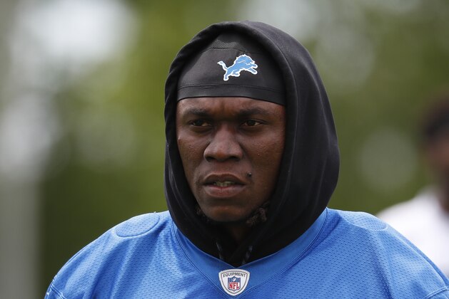 Detroit Lions defensive end Ezekiel Ansah watches during practice at the NFL football team's training camp in Allen Park, Mich., Tuesday, June 5, 2018. (AP Photo/Paul Sancya)