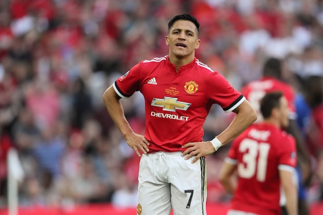 LONDON, ENGLAND - MAY 19: Alexis Sanchez of Manchester Untied during the FA Cup Final between Chelsea and Manchester United at Wembley Stadium on May 19, 2018 in London, England. (Photo by Matthew Ashton - AMA/Getty Images)