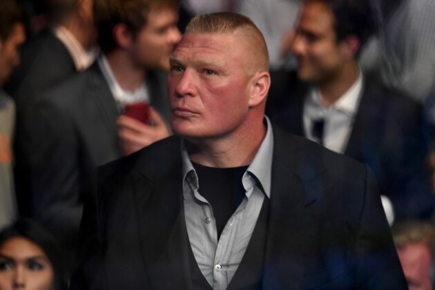 LAS VEGAS, NV - JULY 07:  Brock Lesnar watches the fights during the UFC 226 event inside T-Mobile Arena on July 7, 2018 in Las Vegas, Nevada.  (Photo by Josh Hedges/Zuffa LLC/Zuffa LLC via Getty Images)