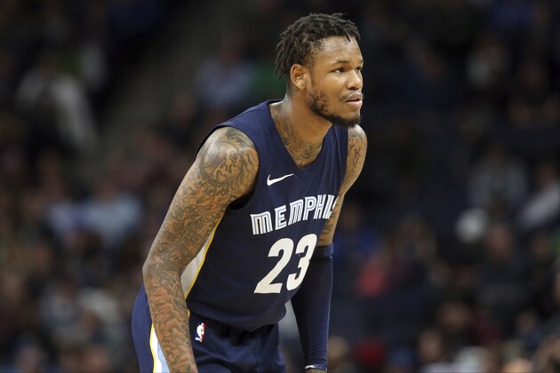 Memphis Grizzlies' Ben McLemore plays against the Minnesota Timberwolves in the first half of an NBA basketball game Monday, April 9, 2018, in Minneapolis. (AP Photo/Jim Mone)