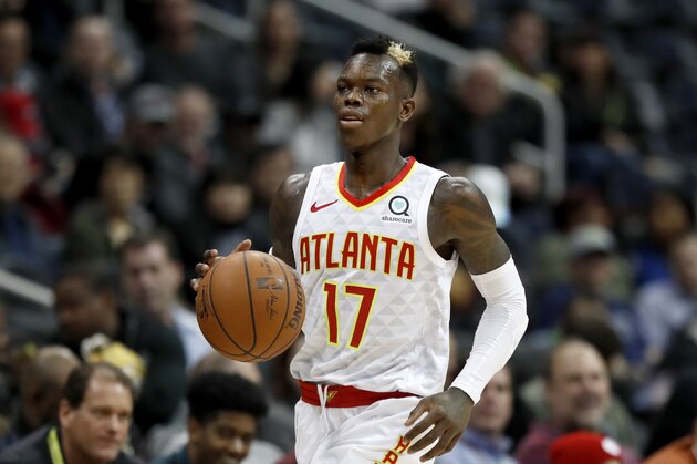Atlanta Hawks' Dennis Schroder, of Germany, plays in the third quarter of an NBA basketball game against the Utah Jazz in Atlanta, Monday, Jan. 22, 2018. (AP Photo/David Goldman)