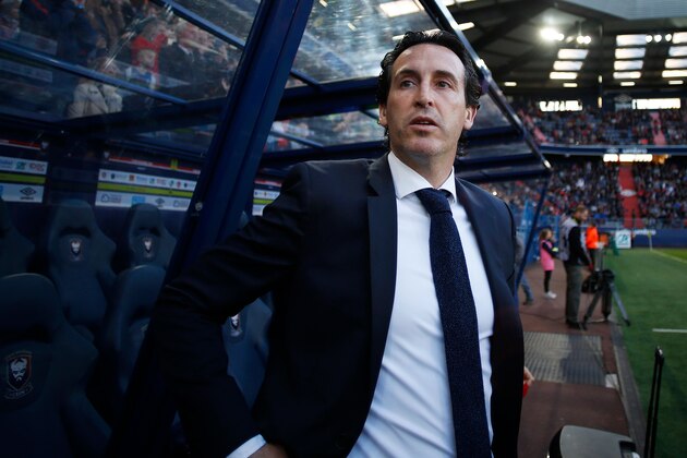 Paris Saint-Germain's Spanish headcoach Unai Emery looks on before the French L1 football match between Caen (SMC) and Paris (PSG) on May 19, 2018, at the Michel d'Ornano stadium, in Caen, northwestern France. (Photo by CHARLY TRIBALLEAU / AFP)        (Photo credit should read CHARLY TRIBALLEAU/AFP/Getty Images)