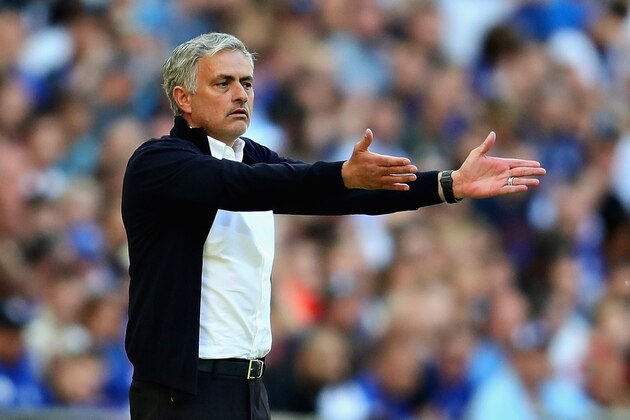 LONDON, ENGLAND - MAY 19:  Manager of Manchester United Jose Mourinho gestures from the sideline during the Emirates FA Cup Final between Chelsea and Manchester United at Wembley Stadium on May 19, 2018 in London, England.  (Photo by Chris Brunskill Ltd/Getty Images)