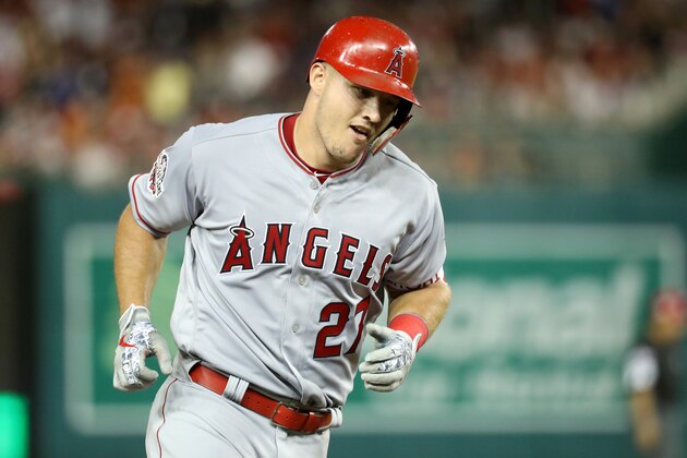 WASHINGTON, DC - JULY 17:  Mike Trout #27 of the Los Angeles Angels of Anaheim and the American League rounds the bases after hitting a solo home run in the third inning against the National League during the 89th MLB All-Star Game, presented by Mastercard at Nationals Park on July 17, 2018 in Washington, DC.  (Photo by Rob Carr/Getty Images)