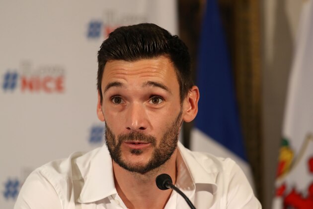 France's goalkeeper Hugo Lloris speaks during a press conference in his home town of Nice, southeastern France, on July 18, 2018 three days after French players won the Russia 2018 World Cup final football match. (Photo by Valery HACHE / AFP)        (Photo credit should read VALERY HACHE/AFP/Getty Images)
