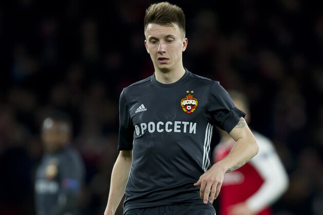 LONDON, ENGLAND - APRIL 05: Aleksandr Golovin of CSKA Moskva controls the ball during the UEFA UEFA Europa League Quarter-Final first leg match between Arsenal FC and CSKA Moskva at Emirates Stadium on April 5, 2018 in London, United Kingdom. (Photo by TF-Images/TF-Images via Getty Images)
