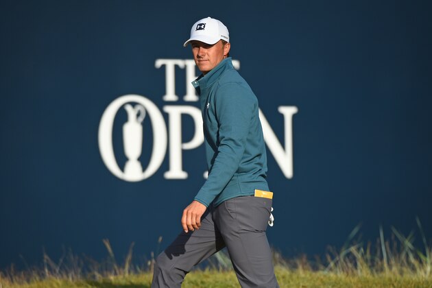 US golfer Jordan Spieth walks on the 18th green during his second round on day 2 of The 147th Open golf Championship at Carnoustie, Scotland on July 20, 2018. (Photo by Andy BUCHANAN / AFP)        (Photo credit should read ANDY BUCHANAN/AFP/Getty Images)