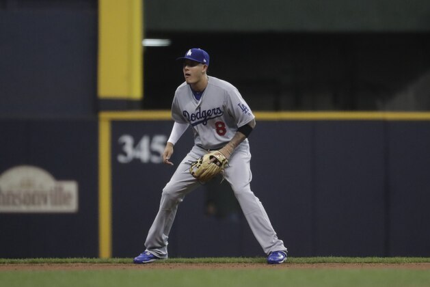 Los Angeles Dodgers shortstop Manny Machado during the second inning of a baseball game against the Milwaukee Brewers Friday, July 20, 2018, in Milwaukee. (AP Photo/Morry Gash)