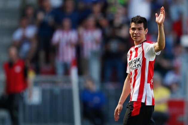 EINDHOVEN, NETHERLANDS - MAY 6: Hirving Lozano of PSV during the Dutch Eredivisie  match between PSV v FC Groningen at the Philips Stadium on May 6, 2018 in Eindhoven Netherlands (Photo by Aaron van Zandvoort/Soccrates/Getty Images)