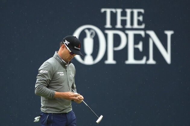 CARNOUSTIE, SCOTLAND - JULY 20:  Zach Johnson of the United States on the 18th green during the second round of the 147th Open Championship at Carnoustie Golf Club on July 20, 2018 in Carnoustie, Scotland.  (Photo by Andrew Redington/Getty Images)