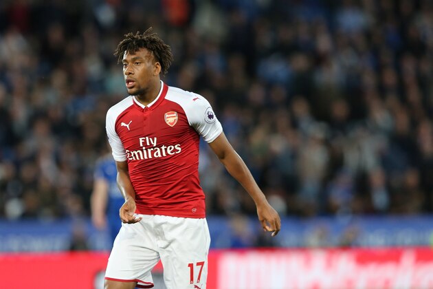 LEICESTER, ENGLAND - MAY 09: Alex Iwobi of Arsenal during the Premier League match between Leicester City and Arsenal at The King Power Stadium on May 9, 2018 in Leicester, England. (Photo by James Williamson - AMA/Getty Images)