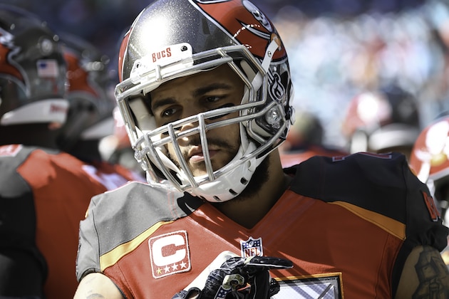 MIAMI GARDENS, FL - NOVEMBER 19: Mike Evans #13 of the Tampa Bay Buccaneers  looks on before a NFL game against the Miami Dolphins at Hard Rock Stadium on November 19, 2017 in Miami Gardens, Florida.  (Photo by Ron Elkman/Sports Imagery/ Getty Images)
