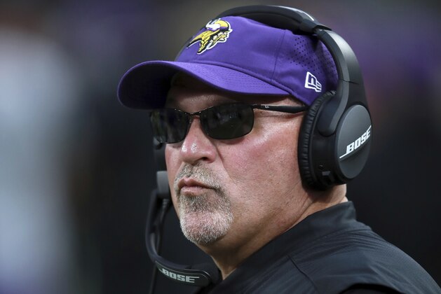 Minnesota Vikings offensive line coach Tony Sparano looks on from the sideline during an NFL preseason football game between the Minnesota Vikings and the San Francisco 49ers, Sunday, Aug. 27, 2017, in Minneapolis. (Jeff Haynes/AP Images for Panini)