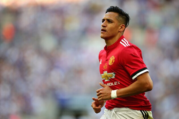 LONDON, ENGLAND - MAY 19: Alexis Sanchez of Manchester United in action during the Emirates FA Cup Final between Chelsea and Manchester United at Wembley Stadium on May 19, 2018 in London, England.  (Photo by Chris Brunskill Ltd/Getty Images)