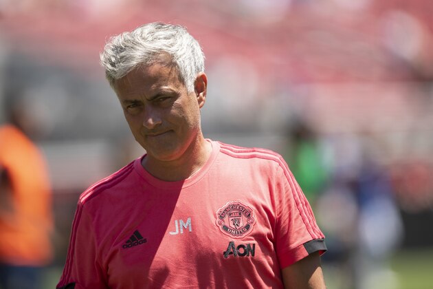 SANTA CLARA, CA - JULY 22:  Jose Mourinho the head coach / manager of Manchester United during the Pre-Season match between Manchester United v San Jose Earthquakes at Levi's Stadium on July 22, 2018 in Santa Clara, California. (Photo by Matthew Ashton - AMA/Getty Images)