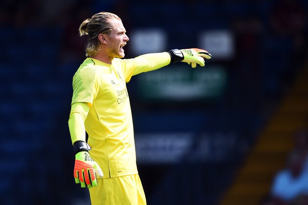 BURY, ENGLAND - JULY 14: Loris Karius of Liverpool in action during a pre-season friendly match between Bury and Liverpool at Gigg Lane on July 14, 2018 in Bury, England. (Photo by Nathan Stirk/Getty Images)