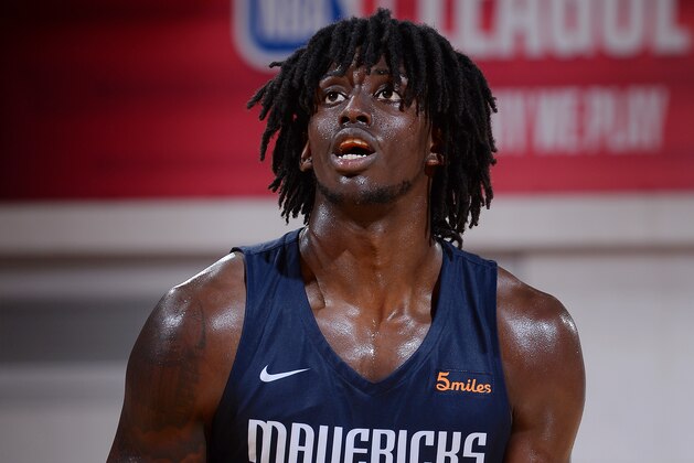 LAS VEGAS, NV - JULY 8: Johnathan Motley #6 of the Dallas Mavericks shoots a free throw during the game against the Milwaukee Bucks on July 8, 2018 at the Cox Pavilion in Las Vegas, Nevada. NOTE TO USER: User expressly acknowledges and agrees that, by downloading and or using this Photograph, user is consenting to the terms and conditions of the Getty Images License Agreement. Mandatory Copyright Notice: Copyright 2018 NBAE (Photo by Bart Young/NBAE via Getty Images)
