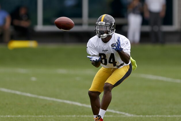 Pittsburgh Steelers wide receiver Antonio Brown (84) an NFL football practice, Tuesday, June 12, 2018, in Pittsburgh. (AP Photo/Keith Srakocic)