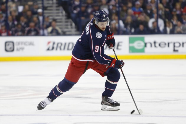 Columbus Blue Jackets' Artemi Panarin, of Russia, plays against the Washington Capitals during Game 6 of an NHL first-round hockey playoff series Monday, April 23, 2018, in Columbus, Ohio. (AP Photo/Jay LaPrete)