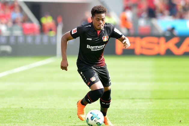 LEVERKUSEN, GERMANY - MAY 12: Leon Bailey of Leverkusen controls the ball during the Bundesliga match between Bayer 04 Leverkusen and Hannover 96 at BayArena on May 12, 2018 in Leverkusen, Germany. (Photo by TF-Images/Getty Images)