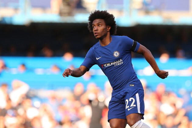 LONDON, ENGLAND - MAY 06: Willian of Chelsea during the Premier League match between Chelsea and Liverpool at Stamford Bridge on May 6, 2018 in London, England. (Photo by James Williamson - AMA/Getty Images)