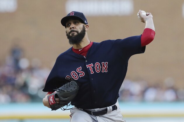 Boston Red Sox starting pitcher David Price throws during the third inning of a baseball game against the Detroit Tigers, Friday, July 20, 2018, in Detroit. (AP Photo/Carlos Osorio)