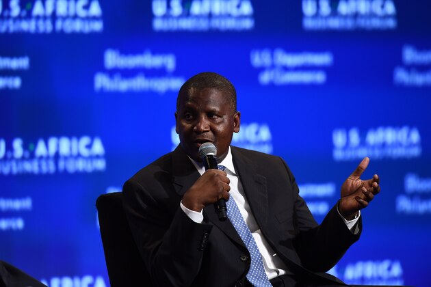 Aliko Dangote, President and CEO, Dangote Group speaks during a panel discussion at the US-Africa Leaders Summit in Washington, DC on August 5, 2014. The panel focused on foreign investment in Africa.   AFP PHOTO/JEWEL SAMAD        (Photo credit should read JEWEL SAMAD/AFP/Getty Images)
