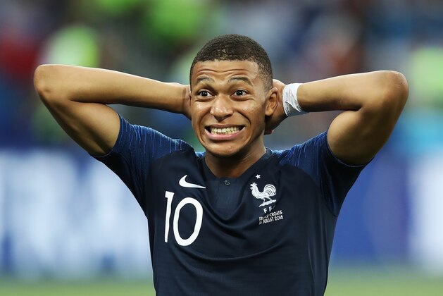 MOSCOW, RUSSIA - JULY 15: Kylian Mbappe of France is seen during the 2018 FIFA World Cup Russia Final between France and Croatia at Luzhniki Stadium on July 15, 2018 in Moscow, Russia. (Photo by Ian MacNicol/Getty Images)