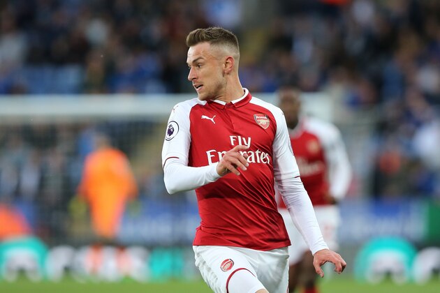 LEICESTER, ENGLAND - MAY 09: Aaron Ramsey of Arsenal during the Premier League match between Leicester City and Arsenal at The King Power Stadium on May 9, 2018 in Leicester, England. (Photo by James Williamson - AMA/Getty Images)
