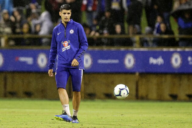 PERTH, AUSTRALIA - JULY 21: Alvaro Morata of Chelsea during a Chelsea FC training session at The WACA on July 21, 2018 in Perth, Australia.  (Photo by Will Russell/Getty Images)
