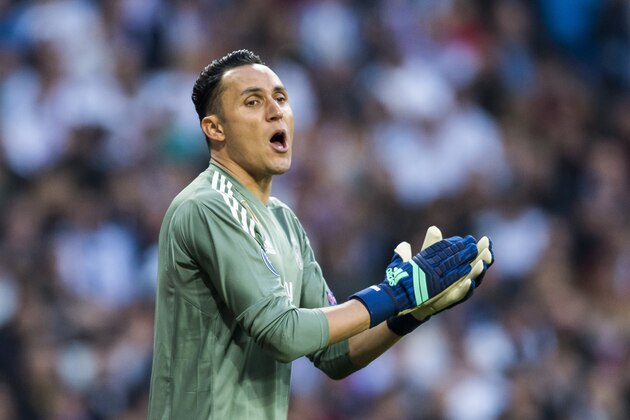 MADRID, SPAIN - MAY 01: Goalkeeper Keylor Navas of Real Madrid reacts during the UEFA Champions League Semi Final Second Leg match between Real Madrid and Bayern Muenchen at the Bernabeu on May 1, 2018 in Madrid, Spain. (Photo by Power Sport Images/Getty Images)