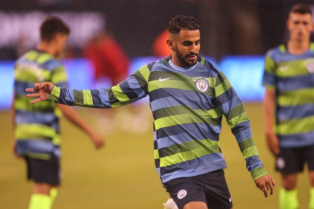 EAST RUTHERFORD, NJ - JULY 25: Riyad Mahrez of Manchester City warms up during the International Champions Cup 2018 match between Manchester City and Liverpool at MetLife Stadium on July 25, 2018 in East Rutherford, New Jersey. (Photo by Robbie Jay Barratt - AMA/Getty Images)
