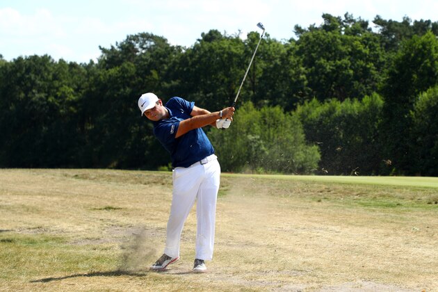 HAMBURG, GERMANY - JULY 26:  Patrick Reed of Unites States plays his second shot on the 6th hole during day one of Porsche European Open at Green Eagle Golf Course on July 26, 2018 in Hamburg, Germany.  (Photo by Matthew Lewis/Getty Images)