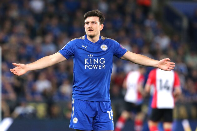 LEICESTER, ENGLAND - APRIL 19: Harry Maguire of Leicester City during the Premier League match between Leicester City and Southampton at The King Power Stadium on April 19, 2018 in Leicester, England. (Photo by James Williamson - AMA/Getty Images)
