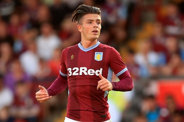 WALSALL, ENGLAND - JULY 25: Jack Grealish of Aston Villa during the Pre-Season Friendly between Aston Villa v West Ham United at Banks' Stadium on July 25, 2018 in Walsall, England. (Photo by Marc Atkins/Getty Images)