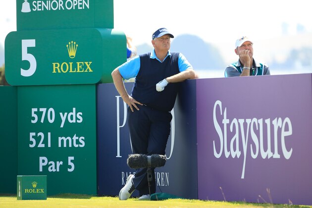 ST ANDREWS, SCOTLAND - JULY 27:  Colin Montgomerie of Scotland in action during the second round of the Senior Open presented by Rolex played at The Old Course on July 27, 2018 in St Andrews, Scotland.  (Photo by Phil Inglis/Getty Images)