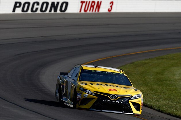 LONG POND, PA - JULY 28:  Daniel Suarez, driver of the #19 Stanley Toyota, practices for the Monster Energy NASCAR Cup Series Gander Outdoors 400 at Pocono Raceway on July 28, 2018 in Long Pond, Pennsylvania.  (Photo by Jeff Zelevansky/Getty Images)