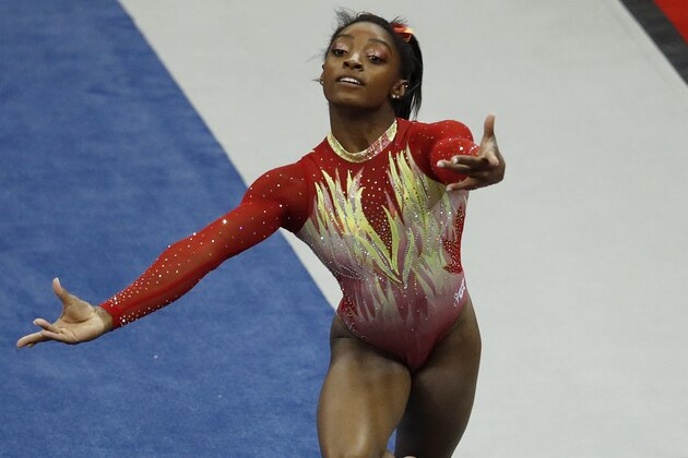 COLUMBUS, OH - JULY 28: Simone Biles competes during the 2018 U.S. Classic gymnastics seniors event at Jerome Schottenstein Center on July 28, 2018 in Columbus, Ohio. (Photo by Joe Robbins/Getty Images)