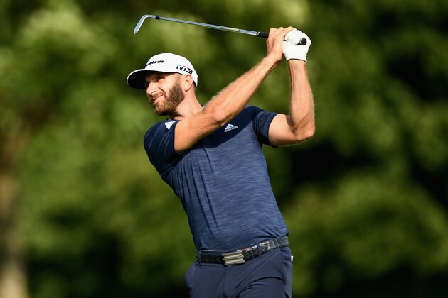 OAKVILLE, ON - JULY 29:  Dustin Johnson tees off during the final round at the RBC Canadian Open at Glen Abbey Golf Club on July 29, 2018 in Oakville, Canada.  (Photo by Minas Panagiotakis/Getty Images)