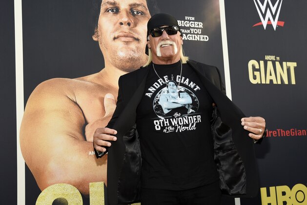 Professional wrestler Hulk Hogan poses at the premiere of the HBO documentary film