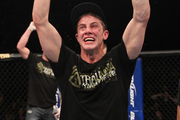 LAS VEGAS, NV - FEBRUARY 04:  Matt Riddle reacts to being declared the winner in his fight against Henry Martinez during the UFC 143 event at Mandalay Bay Events Center on February 4, 2012 in Las Vegas, Nevada.  (Photo by Nick Laham/Zuffa LLC/Zuffa LLC via Getty Images)