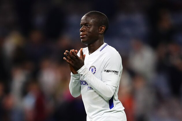 BURNLEY, ENGLAND - APRIL 19: N'Golo Kante of Chelsea applauds the supporters following the Premier League match between Burnley and Chelsea at Turf Moor on April 19, 2018 in Burnley, England. (Photo by Chris Brunskill Ltd/Getty Images)