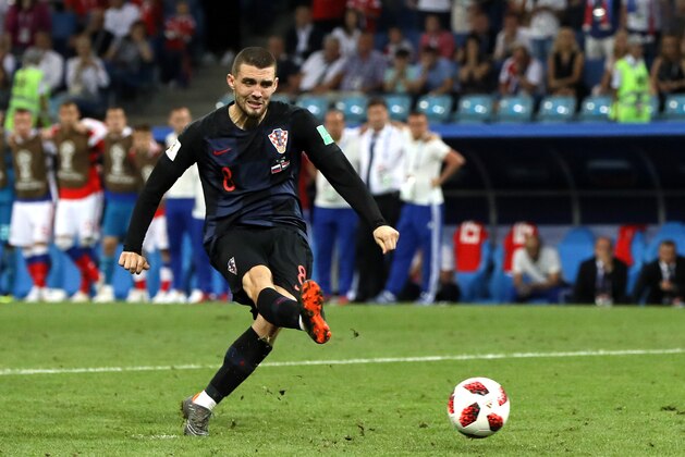 SOCHI, RUSSIA - JULY 07:  Mateo Kovacic of Croatia misses his team's second penalty in the penalty shoot out during the 2018 FIFA World Cup Russia Quarter Final match between Russia and Croatia at Fisht Stadium on July 7, 2018 in Sochi, Russia.  (Photo by Kevin C. Cox/Getty Images)