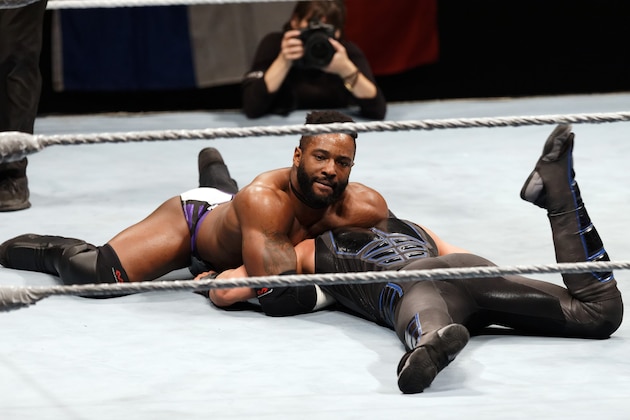 PARIS, FRANCE - MAY 19:  Cedric Alexander (L) in action vs Mustafa Ali during WWE Live AccorHotels Arena Popb Paris Bercy on May 19, 2018 in Paris, France.  (Photo by Sylvain Lefevre/Getty Images)