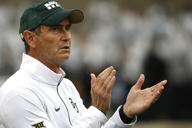 WACO, TX - OCTOBER 24: Baylor Bears head coach Art Briles applauds his team as the Bears take on the Iowa State Cyclones in the second half at McLane Stadium on October 24, 2015 in Waco, Texas. (Photo by Ron Jenkins/Getty Images)
