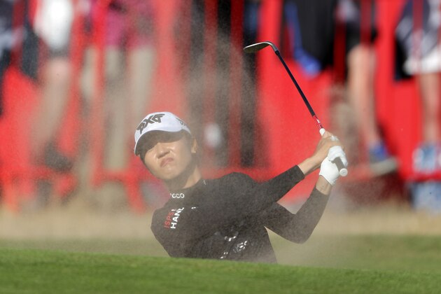 LYTHAM ST ANNES, ENGLAND - AUGUST 02:  Lydia Ko of New Zealand plays a shot from a bunker on the 18th hole during day one of Ricoh Women's British Open at Royal Lytham & St. Annes on August 2, 2018 in Lytham St Annes, England.  (Photo by Richard Heathcote/Getty Images)