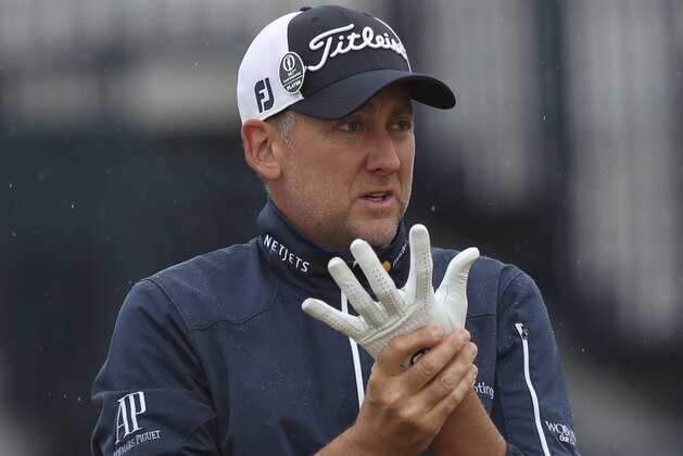 Ian Poulter of England prepares to play off the 3rd tee during the second round of the British Open Golf Championship in Carnoustie, Scotland, Friday July 20, 2018. (AP Photo/Jon Super)