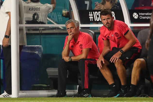 MIAMI, FL - JULY 31: Jose Mourinho the head coach / manager of Manchester United looks on during the International Champions Cup 2018 fixture between Manchester United v Real Madrid at Hard Rock Stadium on July 31, 2018 in Miami, Florida. (Photo by Robbie Jay Barratt - AMA/Getty Images)
