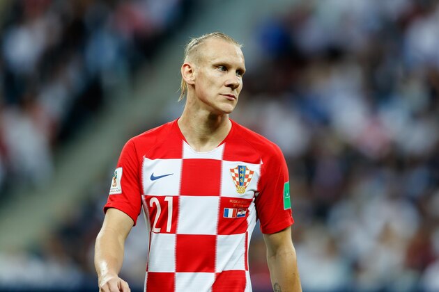 MOSCOW, RUSSIA - JULY 15: Domagoj Vida of Croatia looks on during the 2018 FIFA World Cup Russia Final between France and Croatia at Luzhniki Stadium on July 15, 2018 in Moscow, Russia. (Photo by TF-Images/Getty Images)
