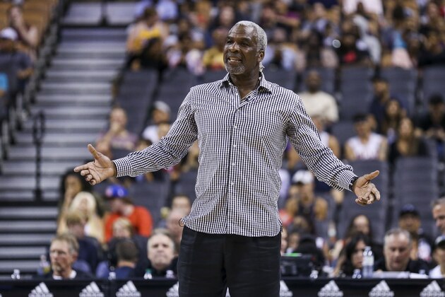 TORONTO, ON - JULY 27: Killer 3's Head Coach Charles Oakley reactions to a call against the Power during the BIG3 three on three basketball league at Scotiabank Arena on July 27, 2018 in Toronto, Canada. (Photo by Claus Andersen/BIG3/Getty Images)